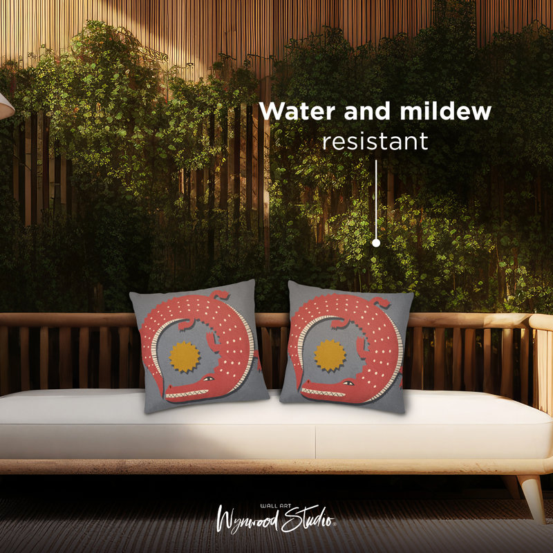 Solar Guardian Grey Modern Decorative Throw Pillow 18"x18" Animals