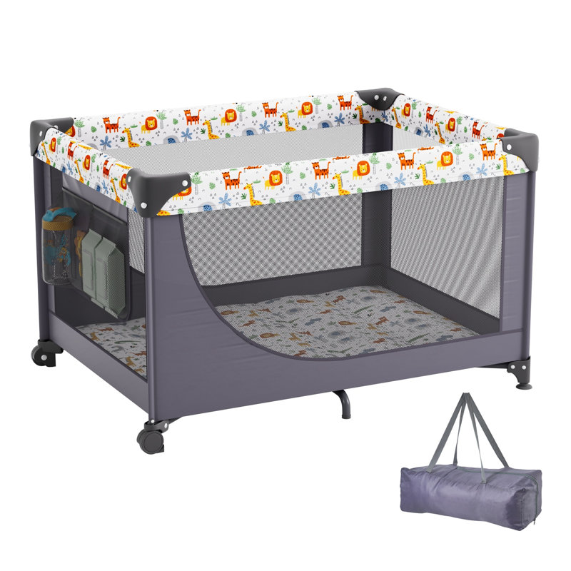 Parc portatif pour bébé avec roulettes, centre d'activité pour tout-petit respirant et sac de voyage VEVOR