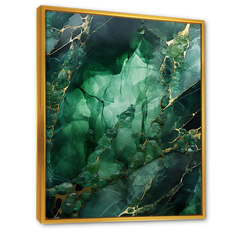 «Green Crystal Geode Fusion» sur impression sur toile, H 20 po x l 12 po x P 1 po, Cadre flottant doré