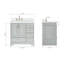 Meuble-lavabo sur pied simple 37 po avec plateau en quartz blanc Abshire-93359474