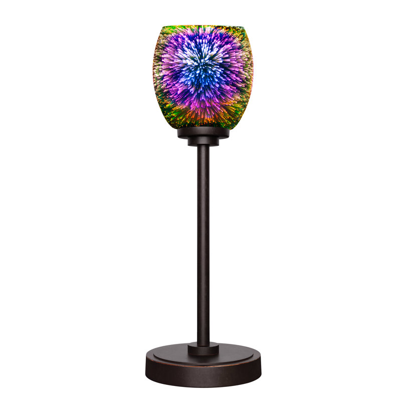 Aneka Accent Lamp Shown In Dark Granite Finish With 5" Silver Fire Glass, Silver
