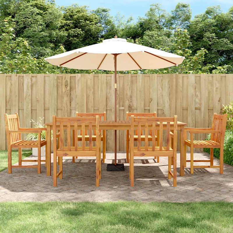 Irondale 6 - Person Acacia Wood Patio Dining Set with Rectangular Table, 74cm H x 200cm L x 100cm W