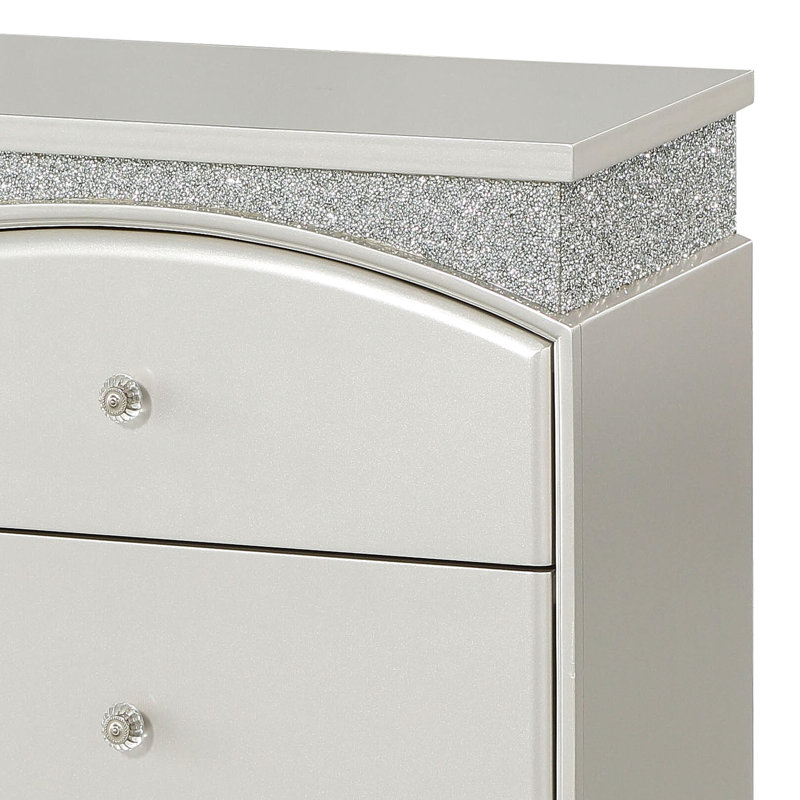 Table de chevet 2 chambres - Finition platine et rangement efficace pour beaucoup