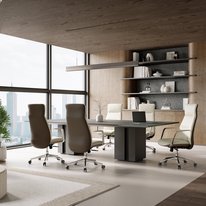 Yianna Ergonomic Executive Office Chair with Headrest, Beige