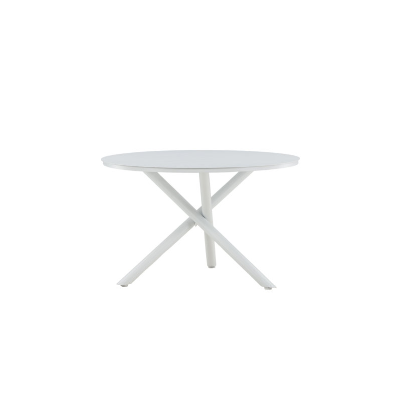Eros Round Metal Outdoor Dining Table , 120cm cm W 120cm cm D, White