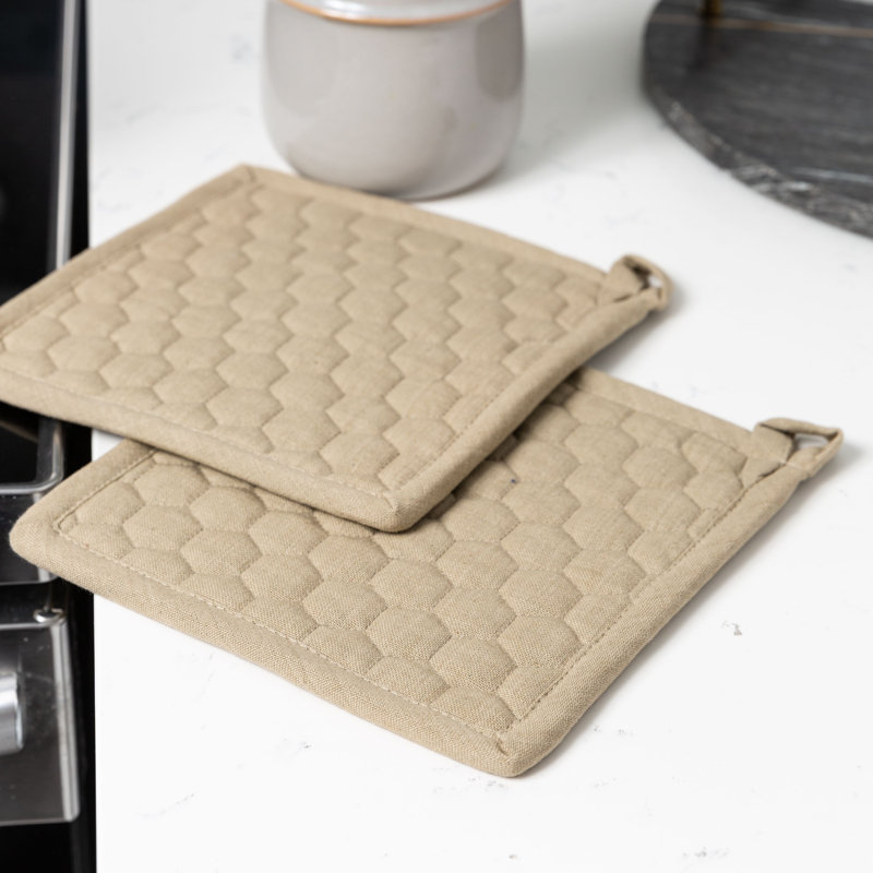 FabStyles Cotton Potholder Set, Beige
