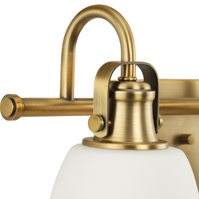 3 - Light Dimmable Vanity Light, Vintage Brass