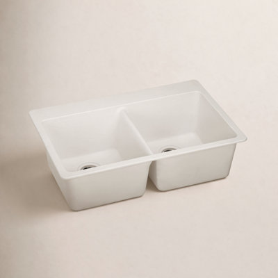 Quartz Luxe 33" Double Basin Drop-In Sink