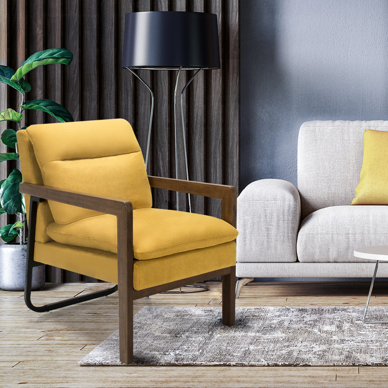 Dentrell Faux Leather Armchair, Yellow Faux Leather