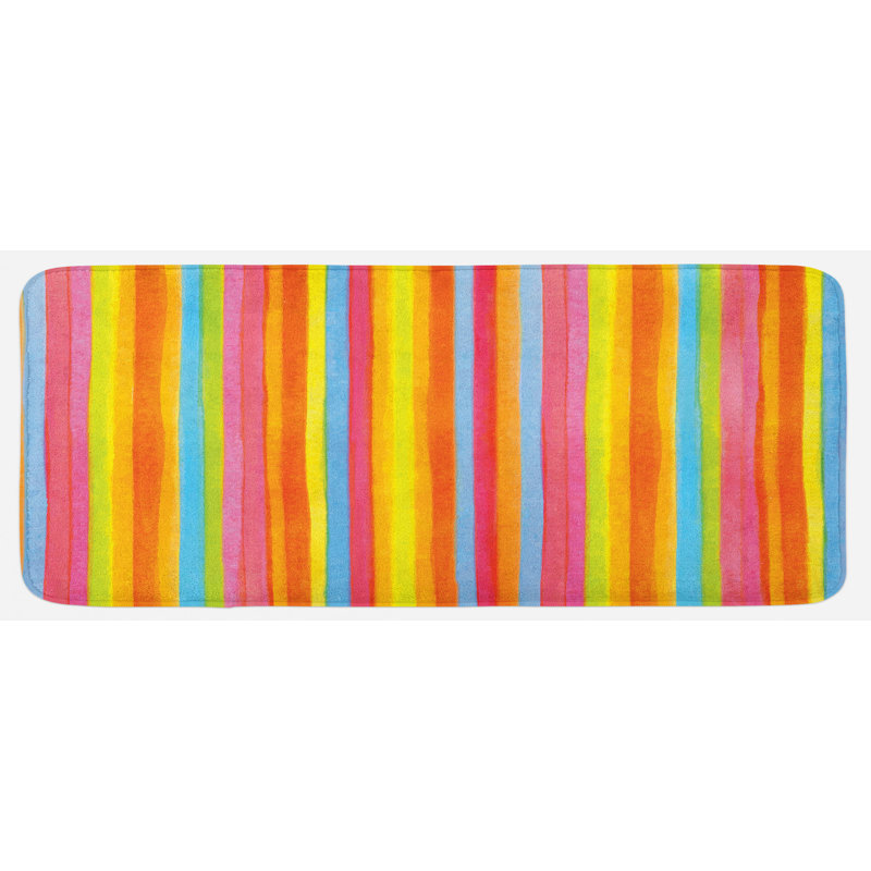 Cottage / Country Striped Synthetic Kitchen Mat