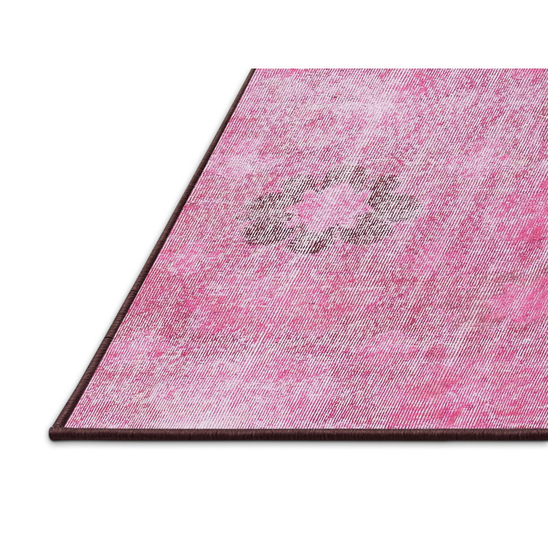 Tapis rose/vert contemporain, Rectangle 2 pi x 3 pi