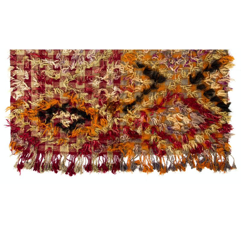 Tapis turc rétro unique «Happy and Hippie» One-of-a-Kind