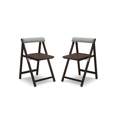 Calme Jardin Foldable Outdoor Patio Dining Side Chair with Cushion