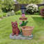 Statue d'extérieur de jardinière solaire chiot assis
