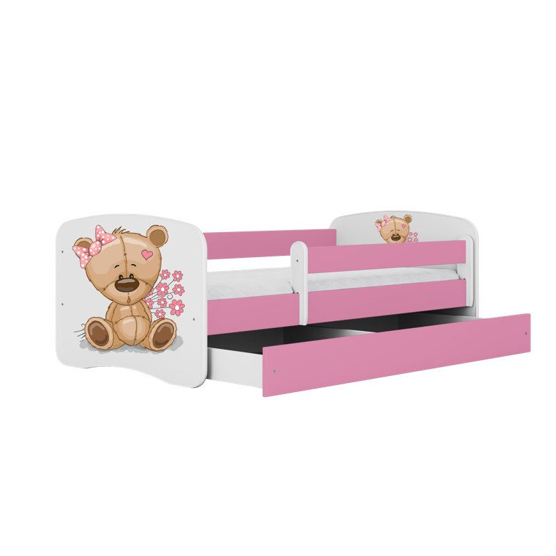 Cicero Drawer Convertible Bed and Mattress, Toddler (70 x 140 cm), Pink/White