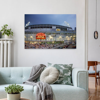 High Angle View Of Tourists Outside A Baseball Stadium Opening Night First Night Game Wrigley Field Chicago Illinois Usa August 8 1988 Abstract Con...