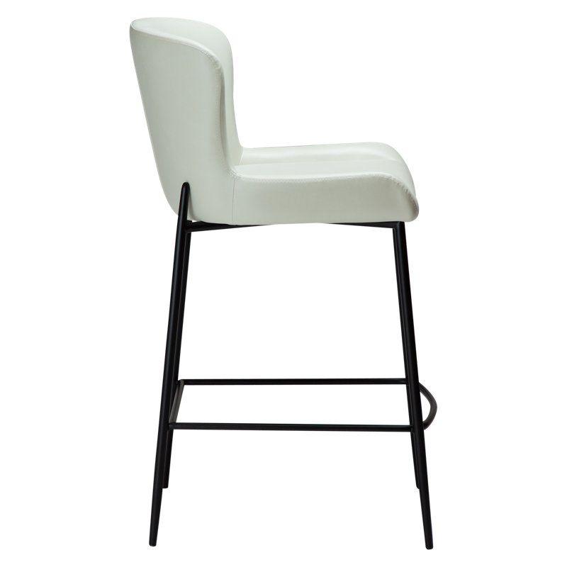 Glam Upholstered Bar Stool with Iron Frame, White