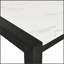 Table de salle à manger 1pc en faux marbre blanc avec placage en bois massif, hauteur standard, design contemporain, pieds à finition noire