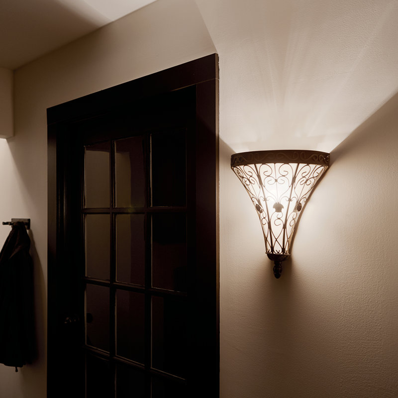 Applique murale d'intérieur Lenka 1 lumière Terrene Bronze avec abat-jour en verre Piastra