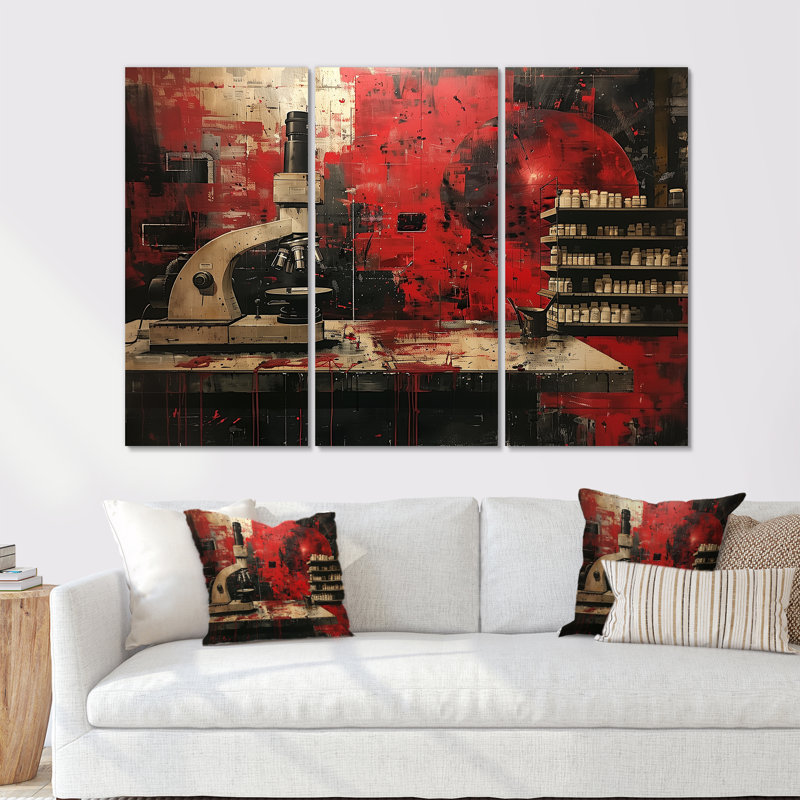 Ensemble de décoration murale rouge et noir, Métal métal, H 32 po x l 48 po x P 1 po