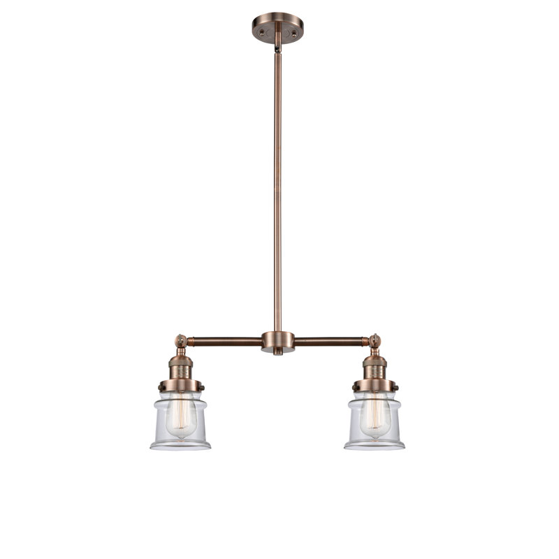 Lustre sphérique spoutnik à 2 lumières Alexandira, Cuivre antique, Transparent, Ampoule non incluse