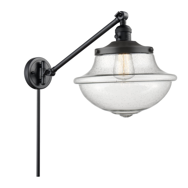 Theresa Plug-in Swing Arm Sconce, 60 Watt Vintage Incandescent Bulb, Seedy, Matte Black
