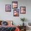 «Vibrant Purple Sunset Beach Shore Horizon», ensemble de 4 décorations murales colorées, impression encadrée sur papier, 4 pièces-93012316-93012319