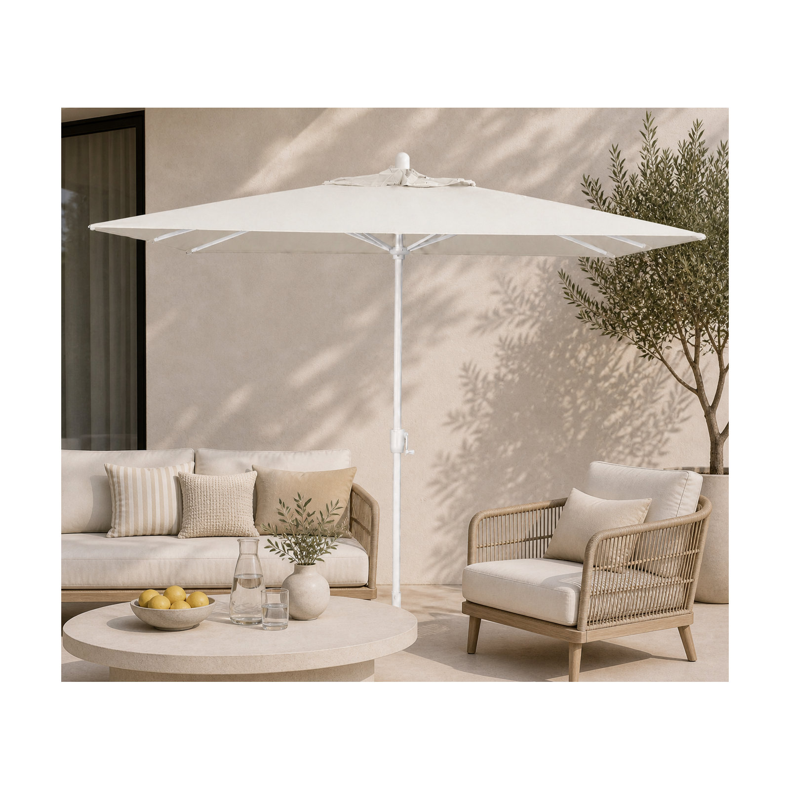 Olivier 116.7'' Outdoor Umbrella, Canvas Natural Sunbrella® Canvas, White Sand