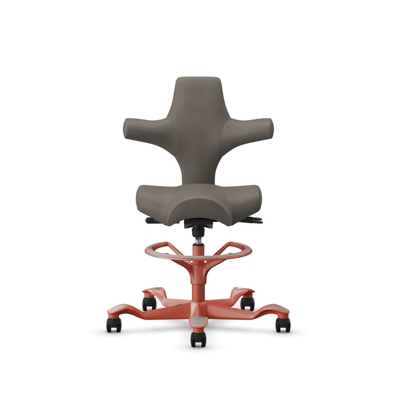  Fauteuil assis-debout avec repose-pieds HœG Capisco, Blush Rose, Bois de frêne gris