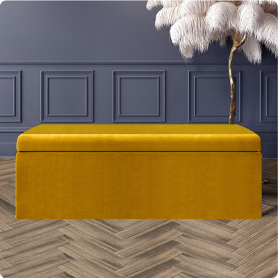 Safar Large Plush Velvet Ottoman Storage Box with Plain Lid Multi Functional Upholstered Blanket Box