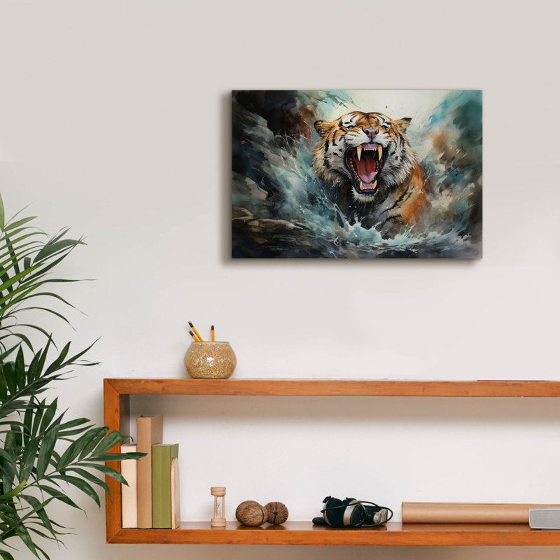 «Epic Graffiti», «Wild Life Of Predators In Watercolor 1» par Momart, art mural sur toile, H 12 po x l 18 po x P 0,75 po