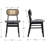 Upholstered Faux Leather Seat Rattan Back Dining Chair, Solid Wood Frame Side Chair For Living Room-530162806-530162805