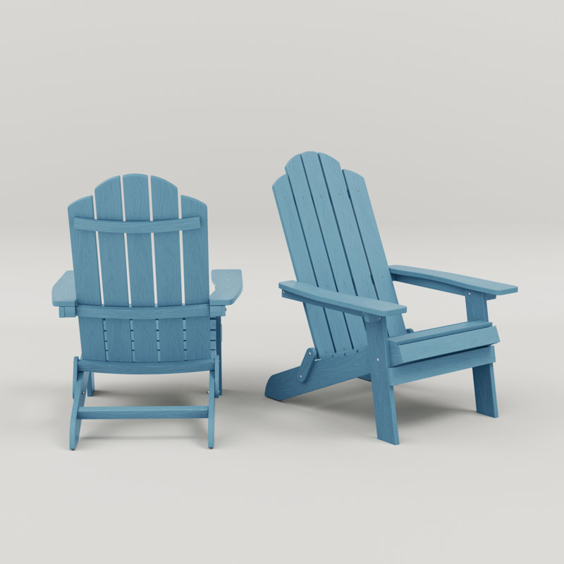 Outdoor Plastic Folding Adirondack Chair, Bule