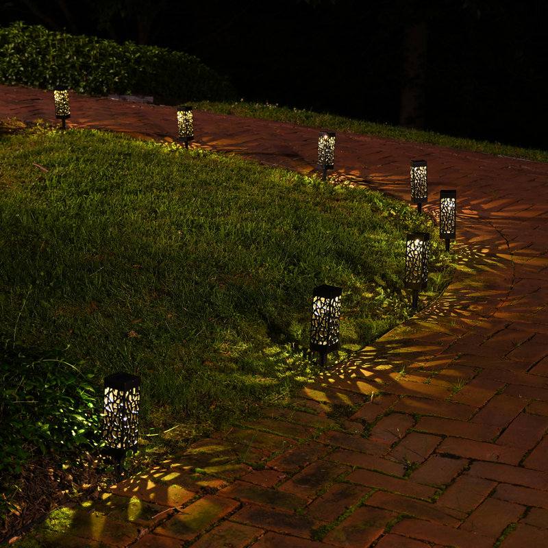 Black Solar Powered LED Pathway and Tabletop Lights Set of 4
