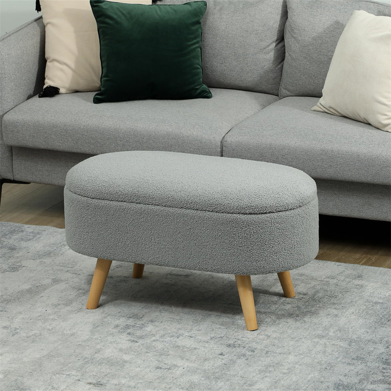 82cm Wide Footstool Ottoman, Grey