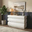 Commode moderne à 6 tiroirs avec poignée sans poignée, large commode de rangement noire pour la chambre à coucher, le salon ou le vestibule-294657698