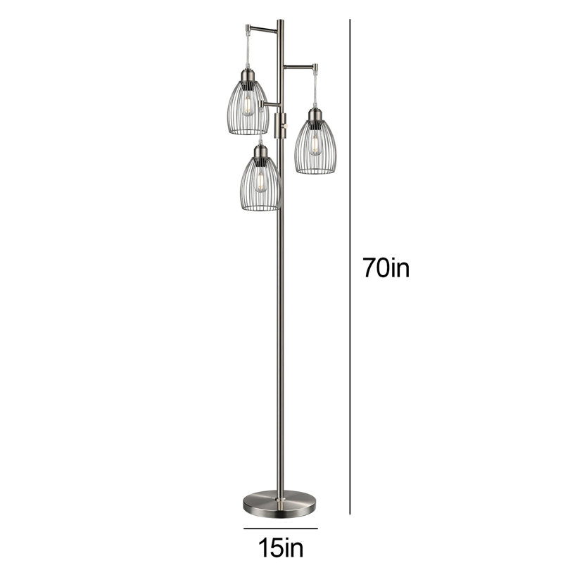 70" Modern Floor Lamp for Living Room, Nickel, Nickel