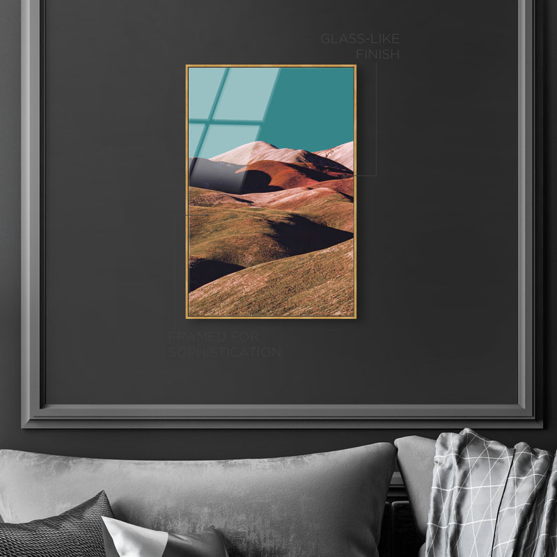 Mountains Over Turquoise Sky Print by Oliver Gal, 11"H x 16"W, Gold Floater Frame