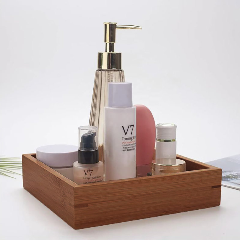Acacia Wood and Black Metal 6-Piece Bathroom Accessory Set