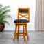 Tabouret pivotant de 24 po de hauteur comptoir gris vieilli avec siège en cuir français, élégant et confortable-1541575314-1541575326