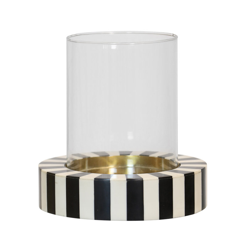 Palazzo Stripe Candle Holder - 7.09"W x 7.09"D x 7.48"H, 7.09"W x 7.09"D x 7.48"H