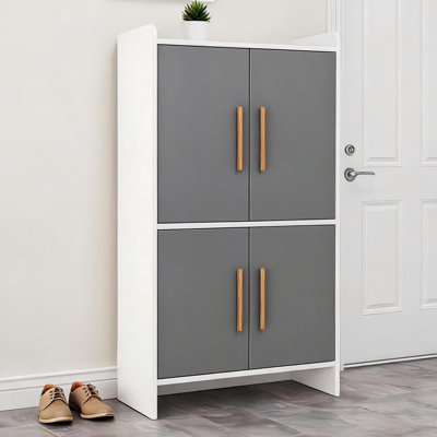4-Door Shoe Storage Cabinet with Adjustable Shelves, Modern Sleek Shoe Organizer for Entryway Hallway