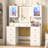 47.24" Vanity Desk With Lighted Mirror, Tempered Glass Top, Power Outlet, 8 Drawers, And 2 RGB Lighted Cabinet-152074617-135534409