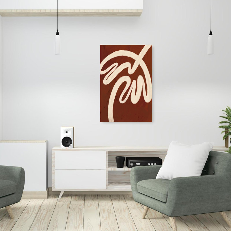 Curving Harmony Abstract Contemporary Minimalist Palm Summer Wall Art Print, 91.44cm H x 60.96cm W