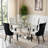 5-Piece Modern Glam Tempered Glass Dining Set with Tufted Faux Leather Chairs and Chrome Base