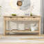Console rustique en nid d'abeille avec 3 tiroirs de rangement et tablette ouverte-2095061733