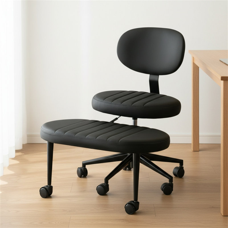 Ergonomic Swivel Office Chair With Backrest Support And Casters, Featuring An Adult-sized Multi-angle Cross-legged Design