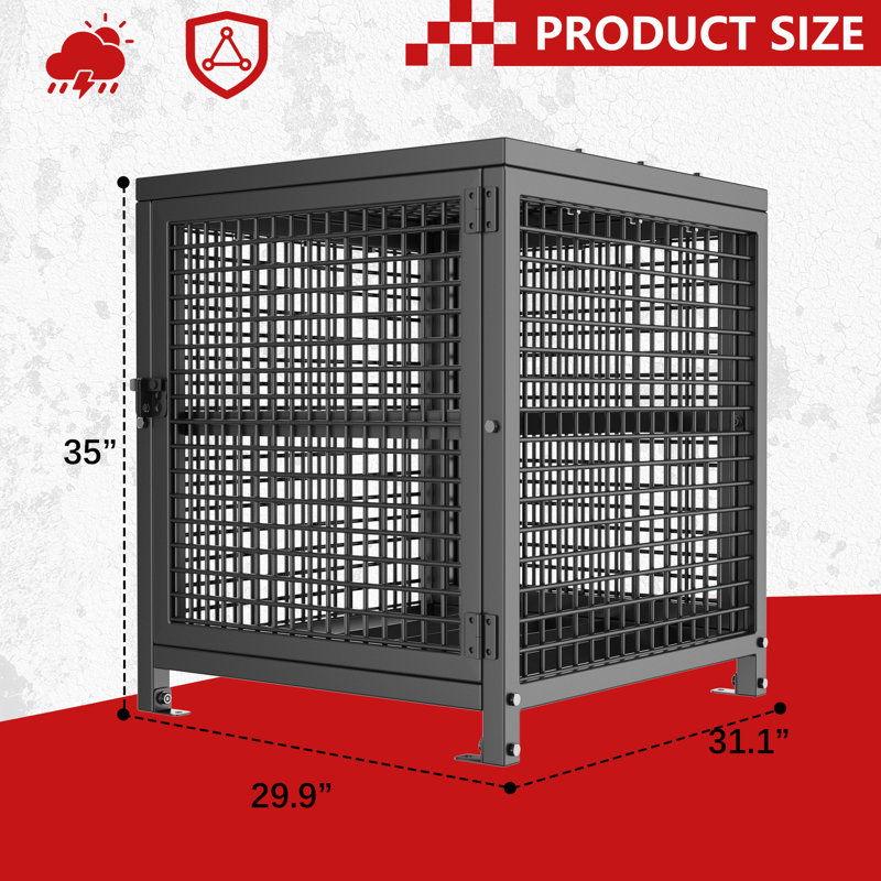 Horizontal Propane Cylinder Storage Cage, 4 x 33 lbs Gas Cylinder Capacity, 29.9x31.1x35 inch with Shelves, Lockable & Ventilated, Heavy Duty Safety Cabinet for Commercial Kitchens, Garages, Patios