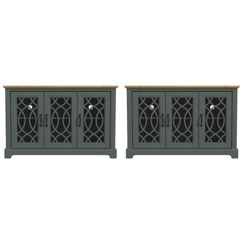 Wragby Transitional Coordinated Storage Sideboard Set Of 2, Kale Green/Reviera Eichi