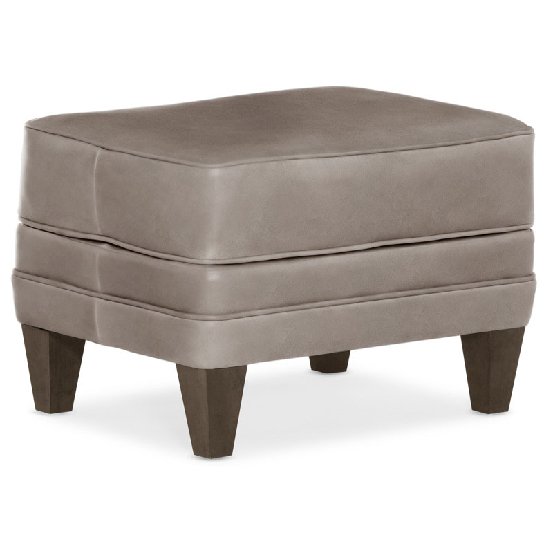 Willow Ottoman, Cobblestone, Anilina Cacao Genuine Leather